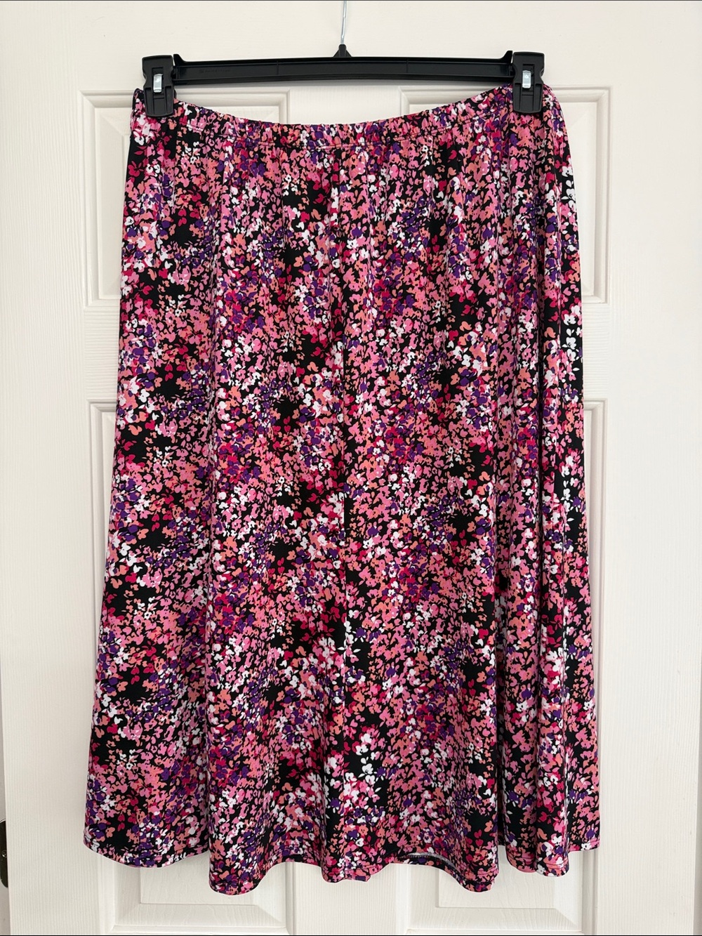 Kim Rogers Black, Pink, & Purple Floral A-Line Skirt